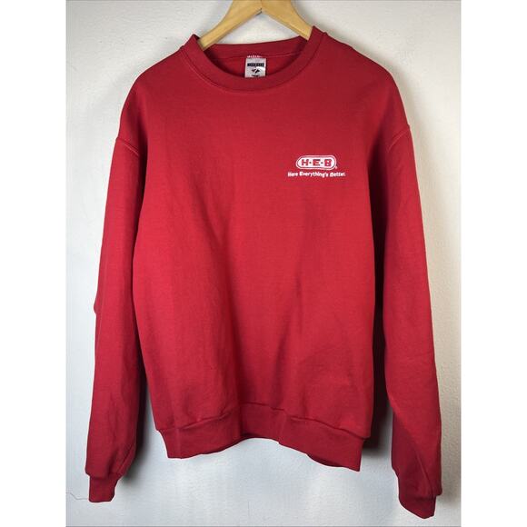 HEB Employee medium sweatshirt red Jerzees embroidered logo - Picture 1 of 7